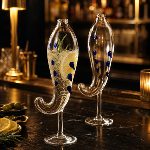 Verres à cocktail transparents en borosilicate faits à la main de 350 ml, sans plomb, coupe Martini, verres à margarita, verrerie de bar réutilisable en gros - Product Image 6