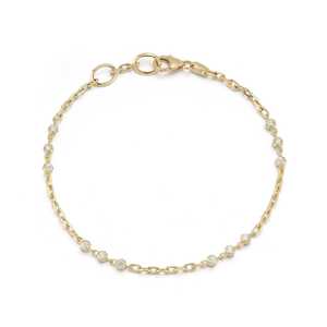 Women's Station Diamond Chain Bracelet 14K <b>Gold</b> Lab Grown Stones Bezel Set Linked Cable Link Everyday Wear <b>Gold</b> Plated Wholesale - Product Image 1