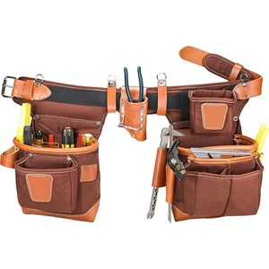 Find similar icon Brown <b>Leather</b> <b>Tool</b> Bag Waist Belt With Multi Compartment Pockets Adjustable Strap For Universal <b>Tool</b> Storage - Product Image 1