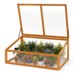 Serra da Giardino Portatile in Legno con Tetto Regolabile in Policarbonato 37'' x 25'' x 16'' - Mini Serra Estensibile per Giardino - Product Image 2