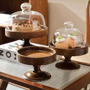 Handmade Eco-Friendly Round Wooden Cake Stand for Dessert Display Rustic Weddings Parties Natural Wood - Product Image 2