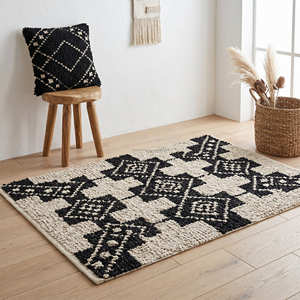 Handwoven Cotton Decorative <b>Rug</b> with Diamond Texture for Farmhouse Living <b>Spaces</b> - Product Image 2
