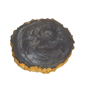 Eco-Friendly Style Black Resin <b>Coaster</b> Round Flower Design <b>Silver</b> Glitter for Home Hotel Restaurant Resin <b>Coaster</b> - Product Image 2
