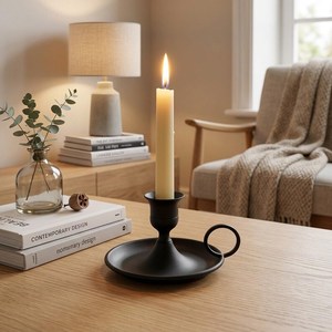Contemporary Handmade Iron Taper Candle Holder Premium Matte <b>Black</b> Metal <b>Candlestick</b> Stand Elegant Home Interior Decoration - Product Image 5