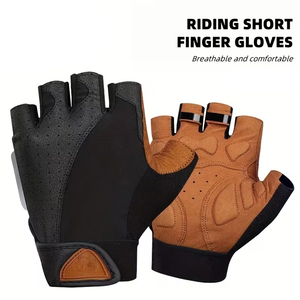 Custom Design <b>Half</b> Finger Cycling Gloves Non <b>Slip</b> Stretch Polyurethane Coated Unisex Cycling Gloves With Dot Pattern - Product Image 4