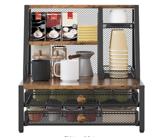 Coffee Bar Organizer, Maximize <b>Small</b> Countertop Space, 70 Standard Capsules Capacity with <b>Sliding</b> Pods Drawer, 4-Tier Coffee bar - Product Image 1