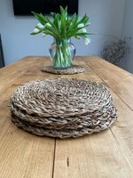 Sets de table ronds faits à la main en jacinthe d'eau tressée, écologiques, vintage, traditionnels, luxueux, modernes, à motifs floraux, pour mariage et repas à la maison