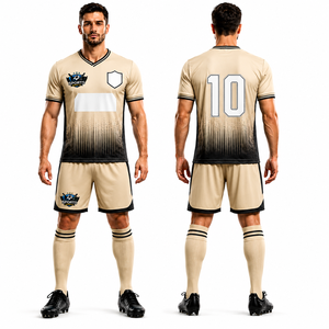 Uniforme de Fútbol Personalizable con Estampado, Pantalones Cortos de Poliéster 100%, Color Beige Premium, Manga Corta para Entrenamiento, Personalizado - Product Image 1