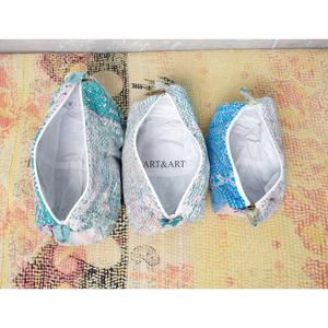 Handmade Cotton Kantha Floral Pattern Modern Style Cosmetic Pouch Bag Zipper Closure Small-Large Sizes Women's Gift Rajasthan - Product Image 4