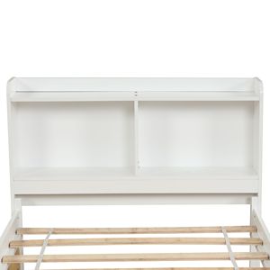 Letto singolo bianco con letto estraibile e libreria, mobile multifunzionale - Product Image 1