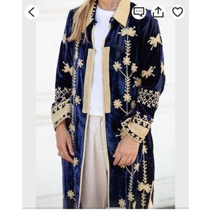Abrigo Largo de Invierno para Mujer, con Cuello Alto, Bordado en Terciopelo, Grueso, Personalizable, Amorzinho, Hecho a Mano, Transpirable, de Algodón Ecológico - Product Image 4