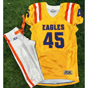 Ensemble d'uniformes de football américain personnalisés, maillot et pantalon de football sublimés, fabricant de vêtements de sport personnalisés pour équipes - Product Image 1