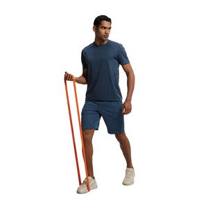 Men's Blue Solid Cotton Bermuda Shorts Elastic Waist Pockets Casual Breathable Knitted Mid Rise Short Pants - Product Image 6