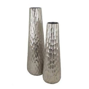 Vase à fleurs haut de gamme en aluminium martelé à la main, finition bronze argenté, pour mariage, vente en gros - Product Image 2