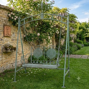 KHP Wrought Iron <b>Swing</b> Chair-3-Person Seat Waterproof Cushion European/Classical/Victorian Design Easy Assembly-Outdoor Garden - Product Image 5