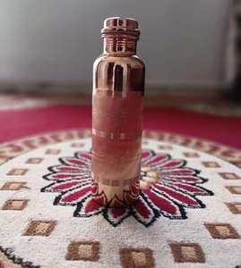 <b>Brushed</b> Band Copper Water <b>Bottle</b> Dual Finish Reusable Metal Drinking Flask Leakproof Hydration <b>Bottle</b> For Daily Use - Product Image 2