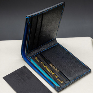 Portefeuille en cuir véritable de haute qualité, noir, avec logo personnalisé, ensemble de portefeuilles cadeaux pour hommes - Product Image 6