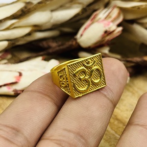 New Arrival Spiritual Om Signet <b>Ring</b> Tribal Texture Brass <b>Ring</b> <b>Men</b> 18K Gold Plated Religious Signet Design <b>For</b> Wholesale/OEM/ODM - Product Image 3