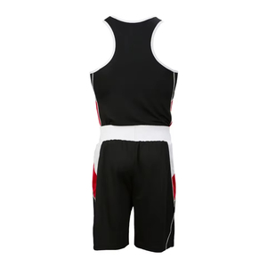 Ensemble de débardeur et short de boxe noir, blanc, rouge, impression par sublimation, polyester respirant, vêtements d'entraînement - Product Image 4