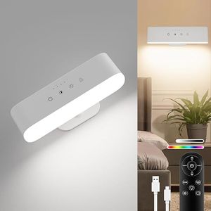 โคมไฟติดผนัง LED แบบชาร์จไฟได้ Comzler โคมไฟไร้สายสำหรับห้องนอน พร้อมรีโมทคอนโทรลแบบสัมผัส 3 สี - Product Image 1