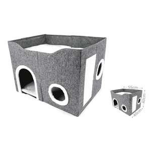 Nichoir d'hiver pliable pour chat, abri intérieur chaud et doux avec design simple, grotte en peluche pour animaux de compagnie - Product Image 4