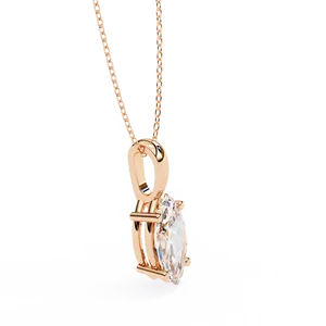 Pendentif solitaire en diamant de laboratoire taille marquise 1 carat, collier en or massif 18 carats, bijoux fins pour femme, chaîne assortie - Product Image 3