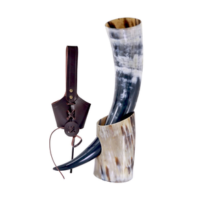 Corne à boire de buffle naturelle personnalisée support en fer décoratif Viking écologique bracelet en cuir pour célébrations technique polie - Product Image 1