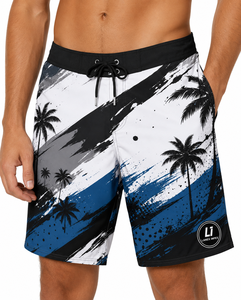 Shorts de Playa Personalizados para Hombre con Estampado de Palmeras Tropicales, Secado Rápido, para Surf, Natación y Deportes Acuáticos - Product Image 2
