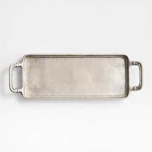 Oval Shape Metal <b>Serving</b> <b>Tray</b> With <b>Gold</b> Handles Table Accessories Decorative Silver <b>Trays</b> for Parties Event Tableware Decor Use - Product Image 6