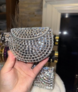 Antique Style <b>Silver</b>-Plated Metal Rectangle Mirror Mosaic Purse Bridal Party Clutch Handmade <b>Wedding</b> Fashion Women's <b>Handbag</b> - Product Image 2