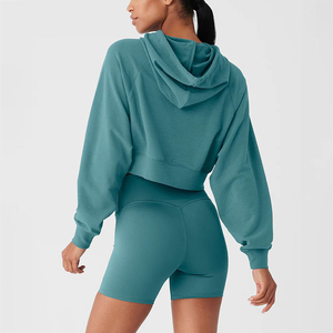 Fashionable Anti-Wrinkle Cotton Fleece Sportswear <b>Crop</b> Top <b>Hoodie</b> <b>for</b> <b>Women</b> Ladies' Winter Pullover Sweatshirt - Product Image 4