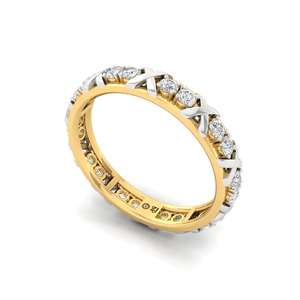 Elegante Anillo de Eternidad con Diamantes Cultivados en Laboratorio en Plata de Ley 925 con Acabado Chapado en Oro de 10K para Mujer, Lujoso - Product Image 1