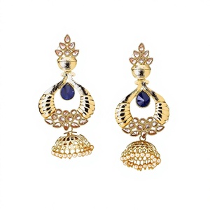 classic jhumki in mehndli plated 8699 Blue - Product Image 3