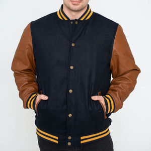 Custom <b>Men</b> Varsity Letterman <b>Jacket</b> College Baseball Style Wool Blend <b>Leather</b> Sleeves OEM ODM Manufacturer Supply - Product Image 3