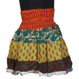 New Gypsy Indian Boho Style <b>Patchwork</b> Mini Rara Breathable Cotton Festival <b>Skirt</b> Summer Sexy Wear - Product Image 3