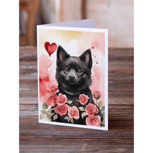 Schipperke Valentine Roses A7 Cartes de vœux Lot de 8 cartes vierges avec enveloppes fantaisistes Taille 5x7 - Product Image 2
