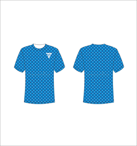 T-shirt à manches courtes pour homme, bleu à pois, col rond, coupe classique, décontracté, respirant, en polyester tricoté, avec impression de logo sur le devant - Product Image 1