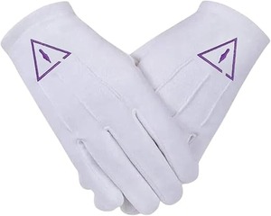 Gants en coton brodés du Rite écossais de 32e degré - [Blanc] Taille unique pour la plupart des personnes - Product Image 3