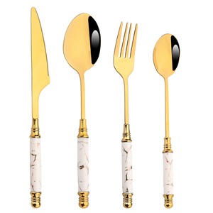 Elegant Dining Cutlery <b>Set</b> <b>Marble</b> Handle Stainless Steel Flatware Spoon Fork Knife <b>Set</b> Stylish Kitchen Tableware Premium Finish - Product Image 2