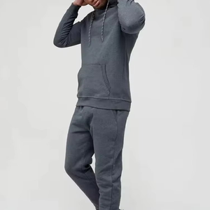 Ensemble de survêtement 2 pièces vierge en molleton de coton épais délavé à l'acide, anti-plis, personnalisable, style streetwear, comprenant un sweat à capuche uni et un pantalon de survêtement - Product Image 3