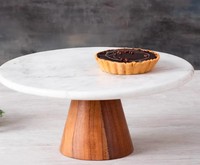 Support à gâteau en bois écologique avec base circulaire, présentoir de luxe pour desserts, gâteaux, pâtisseries et décoration de table