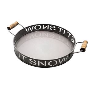 Serveware Mango de hierro Madera Forma redonda Restaurante Bandejas para servir comida Seta Meena Acabado hecho a mano - Product Image 1