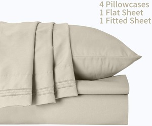 Drap de lit uni en fibre de bambou 300TC, doux, durable et rafraîchissant, pour la maison, la chambre, l'hôtel, les centres de villégiature et les locations, en vente - Product Image 4