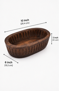 Cuenco Decorativo de Madera de Mango, Cuenco Largo de Madera, Centro de Mesa Rústico, Decoración para el Hogar, Cuenco para Servir Frutas, Cuenco de Madera Hecho a Mano - Product Image 4