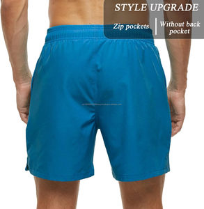 Buena calidad Color sólido Traje de baño Cremallera Bolsillo Tres pantalones Malla forrada Pantalones cortos de playa europeos y americanos - Product Image 2