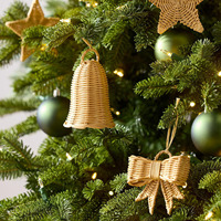 Neues Design Glocken Rattan Weihnachts baum Dekorationen Luxus Noel hängende Ornamente Großhandel Feiertage Dekor