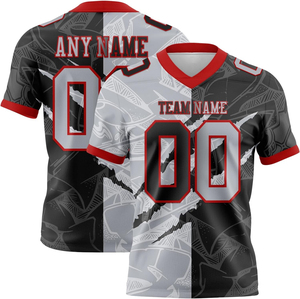 Custom American Football Jersey Unisex V-Neck Short Sleeve Sublimated Polyester Moisture Wicking <b>Athletic</b> Team Name Any Name 00 - Product Image 1