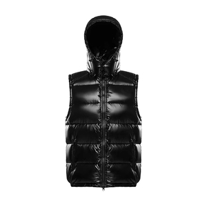 OEM Customized <b>Men</b> Black Puffer <b>Jacket</b> Casual Winter Warm <b>Lightweight</b> Polyester Oversized Zipper Closure Solid Color Regular Fit - Product Image 1