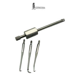 Extracteur de couronnes dentaires professionnel en acier inoxydable allemand, haute demande, manuel, 3 embouts, pour bridges, poignée ergonomique, argenté, certifié CE - Product Image 1