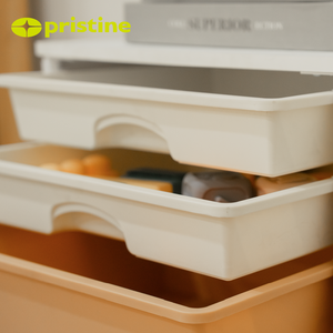 Armoire de rangement minimaliste à 4 niveaux en plastique avec tiroirs pour organisateur de bureau, design rectangulaire multifonctionnel - Product Image 5